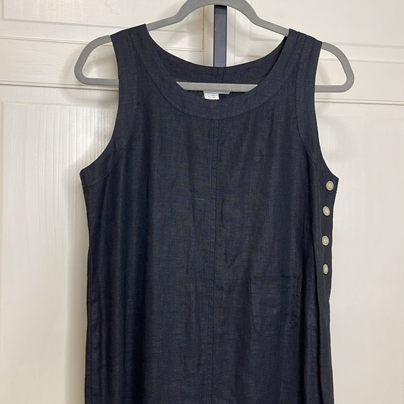 Cali Cali Women’s Tank Navy Black Linen Maxi Dress Size Medium Button Detail - Picture 2 of 10